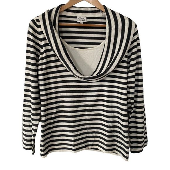 cleo Sweaters - Cleo layered look drop neck sweater M petit EUC